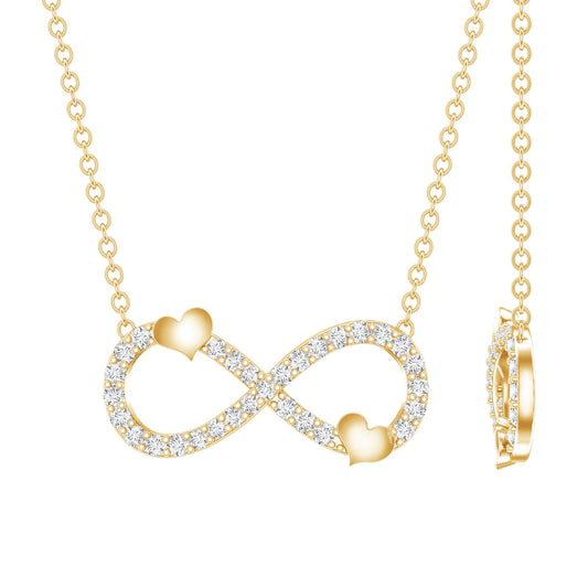 Lab Grown Diamond Infinity Knot Necklace With Cute Heart