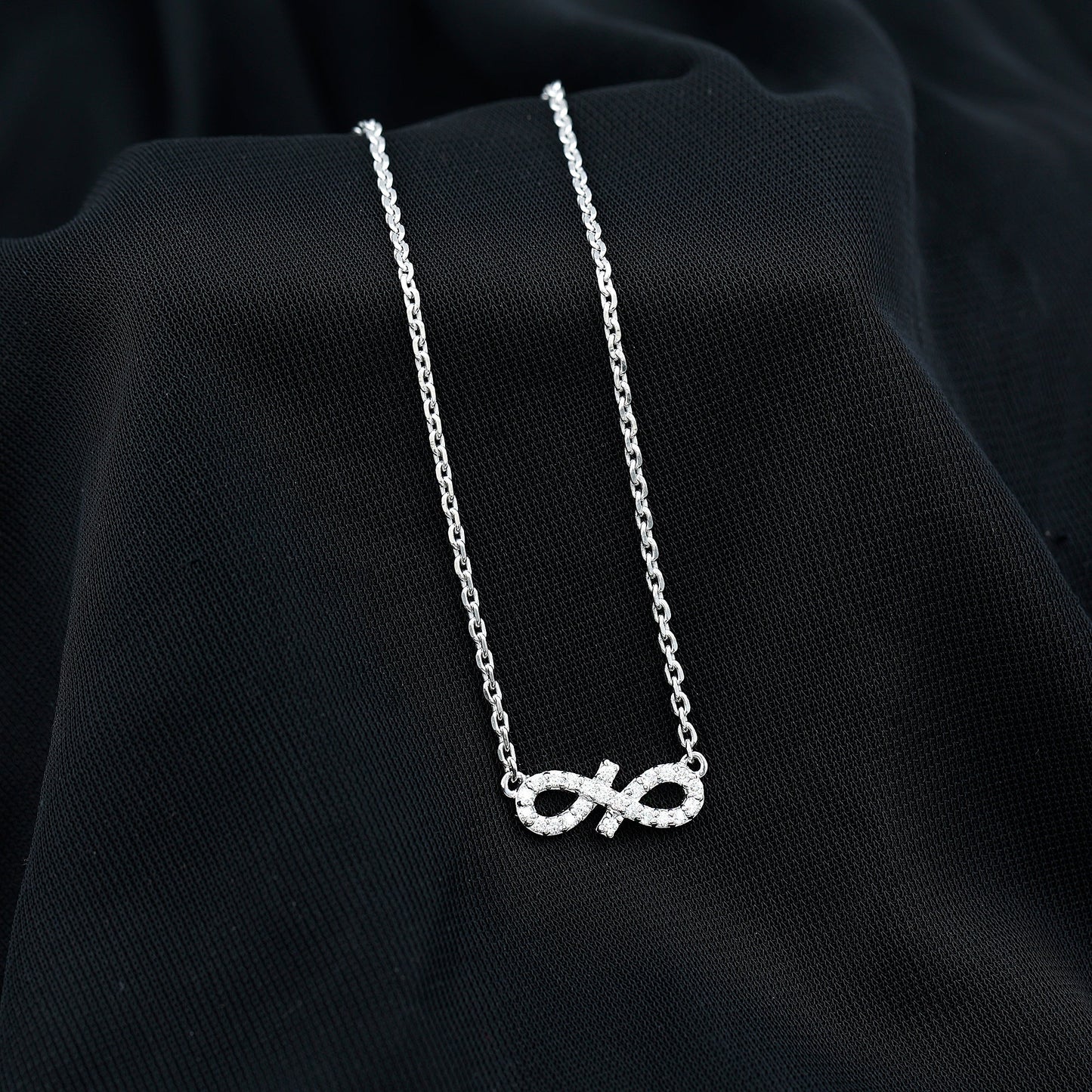 Pave Set Lab Grown Diamond Sideways Infinity Necklace