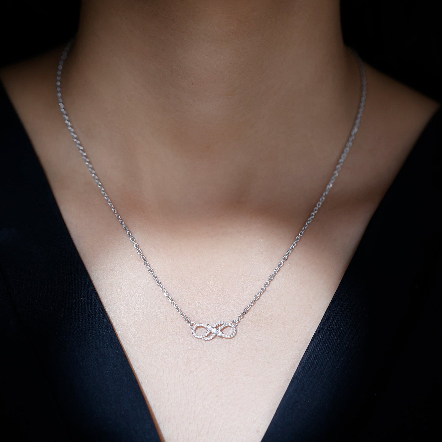 Certified Lab Grown Diamond Double Infinity Symbol Necklace
