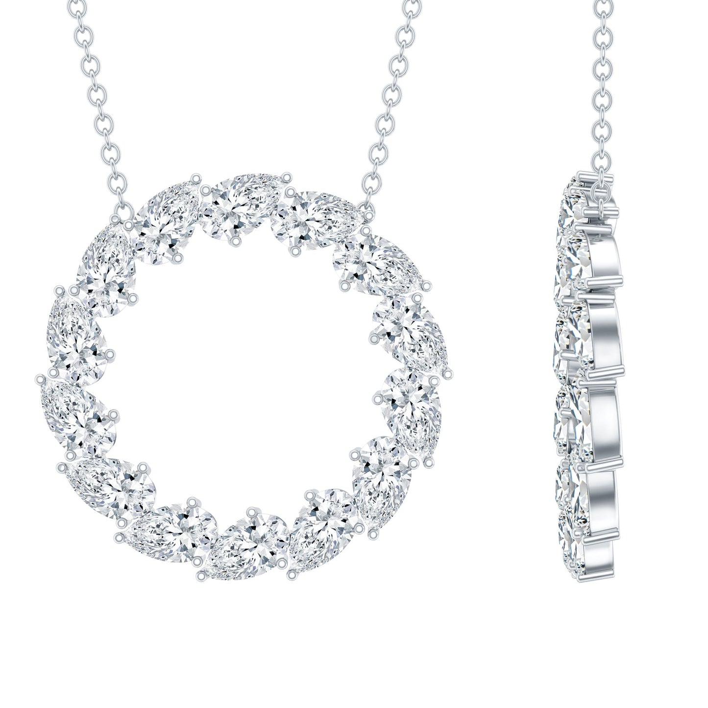 Certified Lab Pear Diamond Eternity Circle Necklace