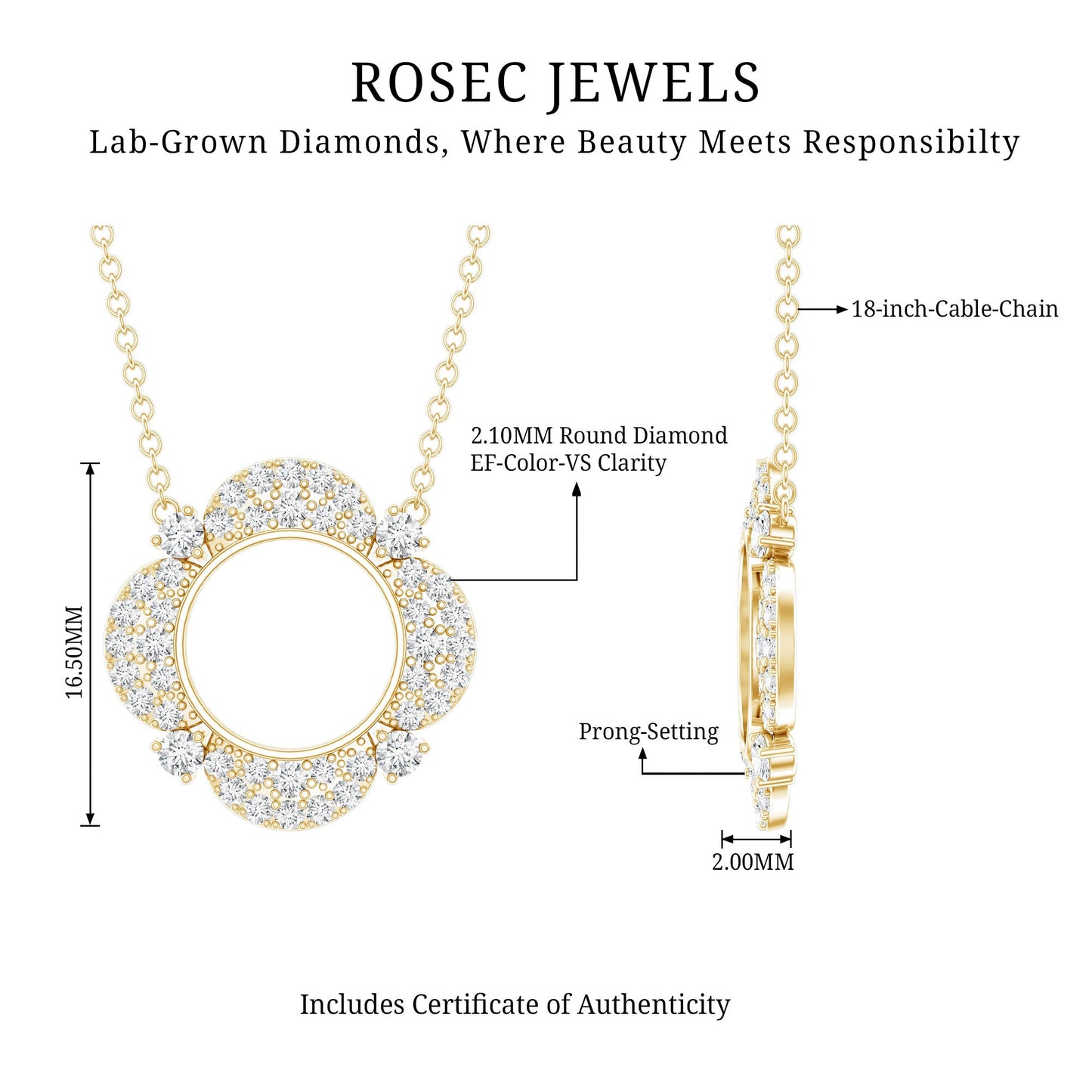 Certified Lab Grown Diamond Nature Inspired Necklace