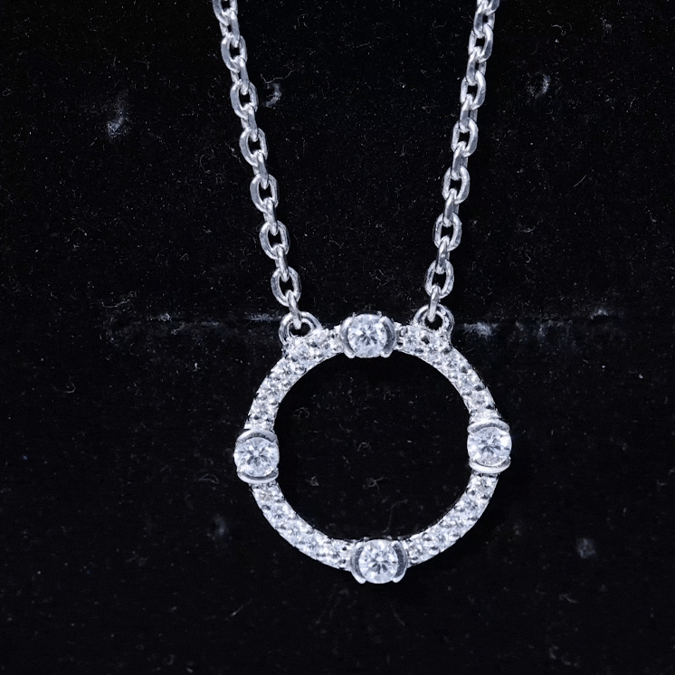 Certified Lab Grown Diamond Half Bezel Set Open Circle Necklace