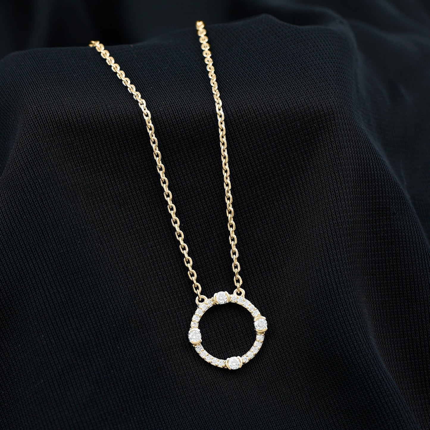 Certified Lab Grown Diamond Half Bezel Set Open Circle Necklace