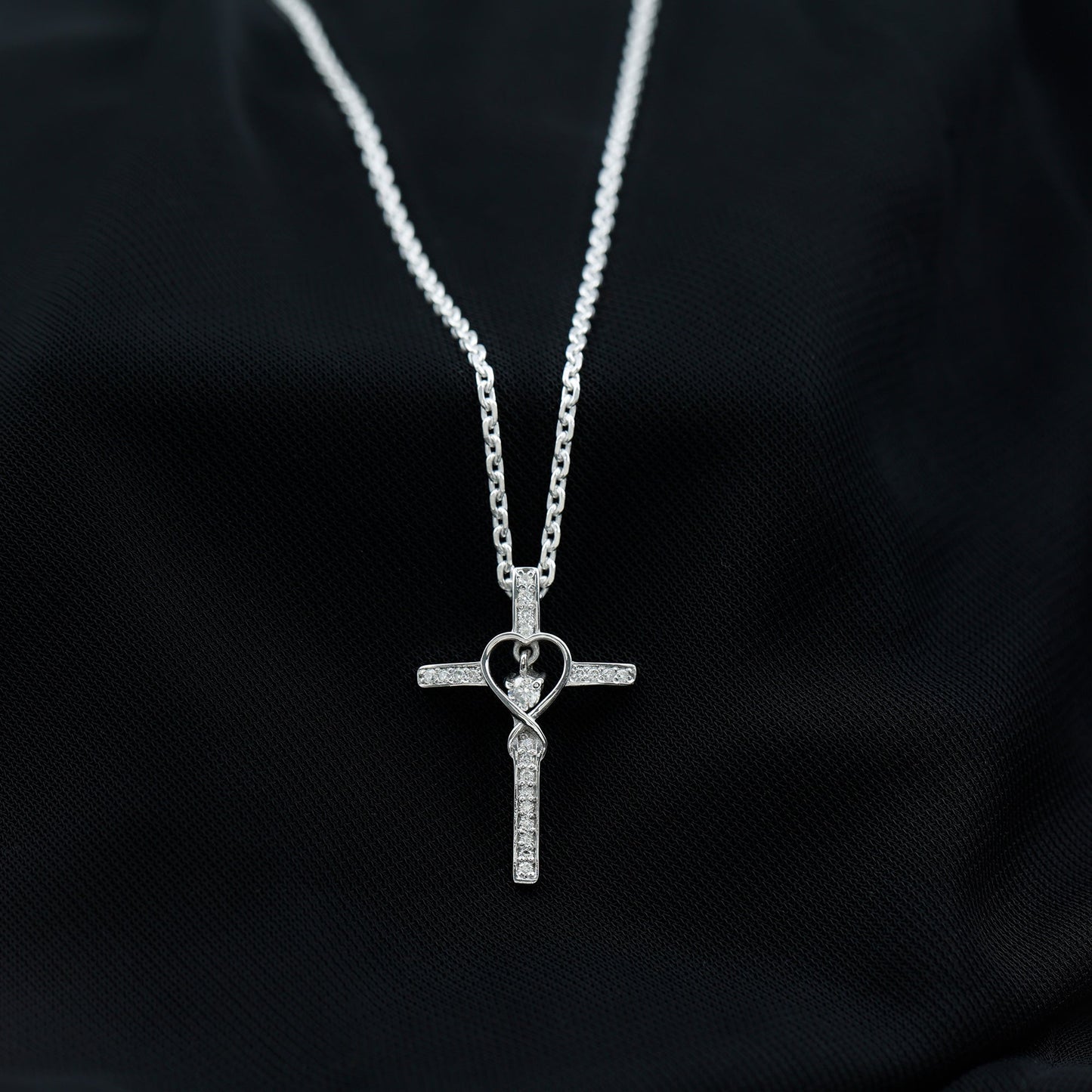 Certified Lab Grown Diamond Cross Heart Necklace