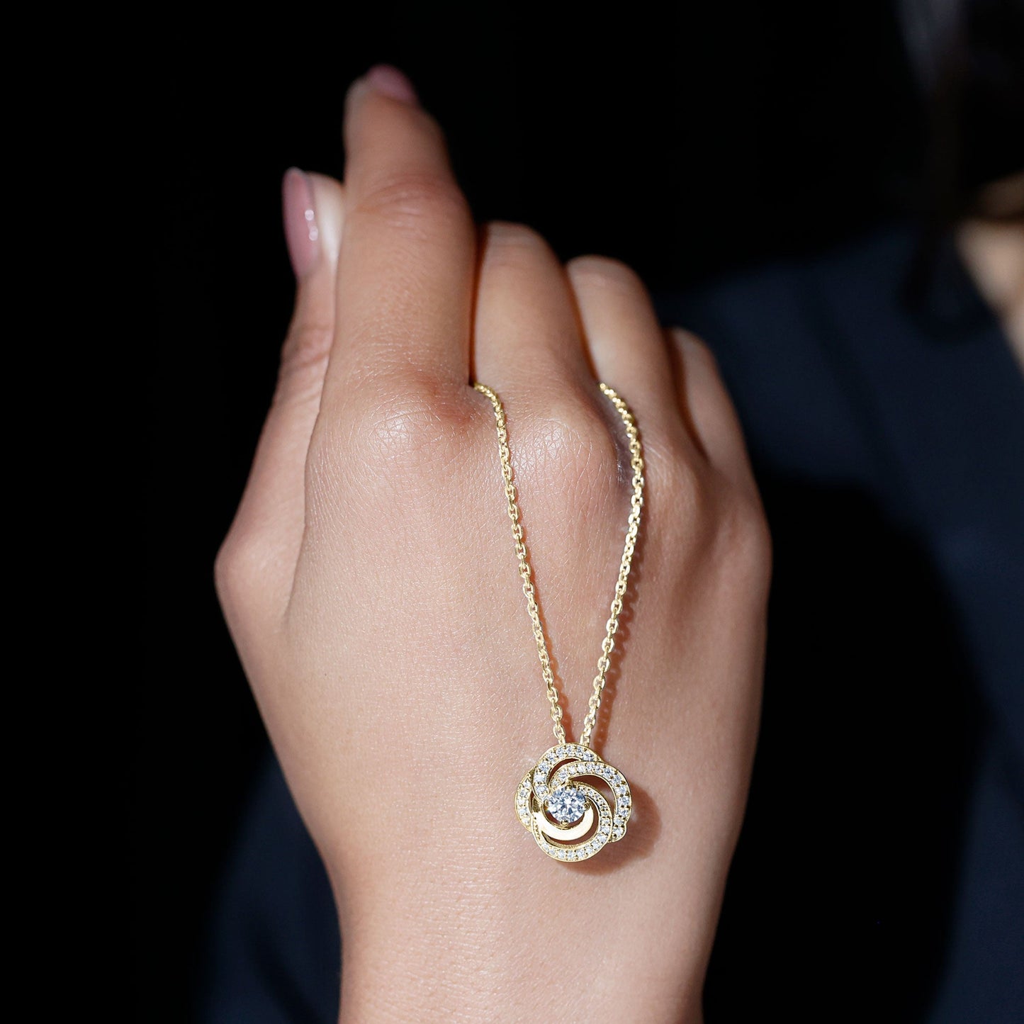 Lab Grown Diamond Prong Set Flower Pendant Necklace