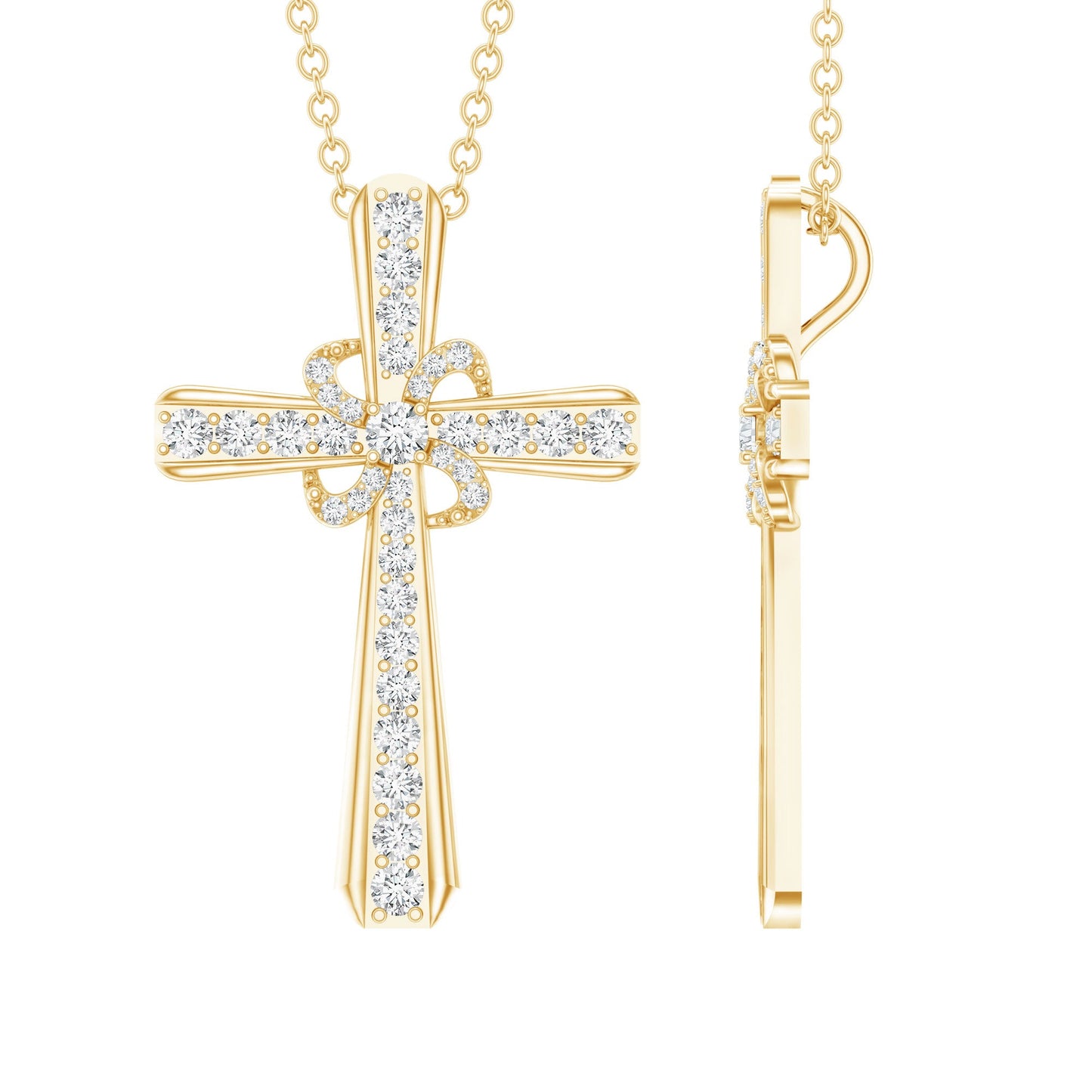 Lab Grown Diamond Catholic Cross Necklace
