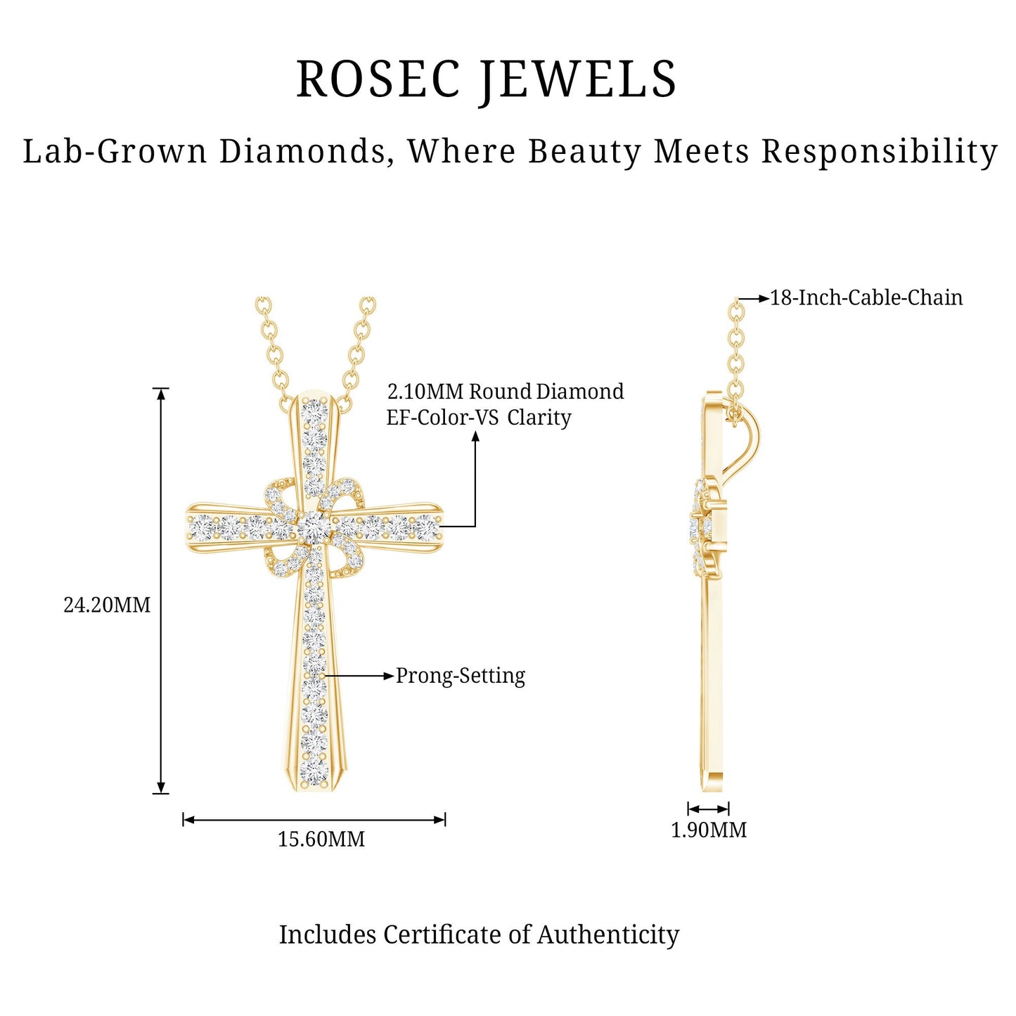Lab Grown Diamond Catholic Cross Necklace