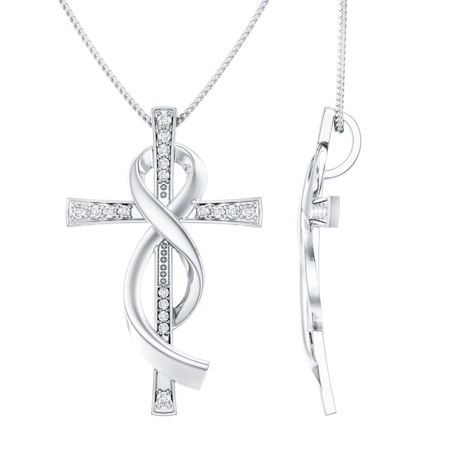 Certified Lab Grown Diamond Accent Cross Infinity Necklace