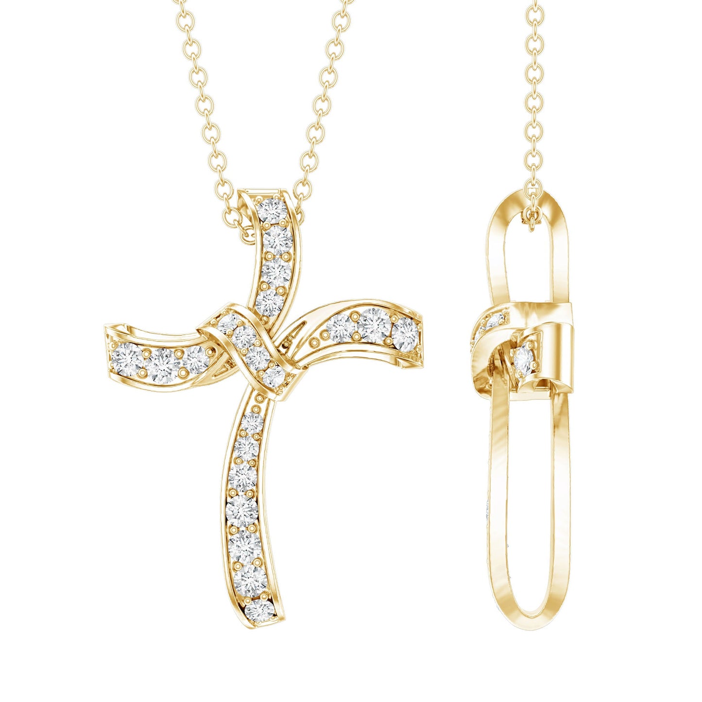 Certified Lab Grown Diamond Catholic Cross Pendant