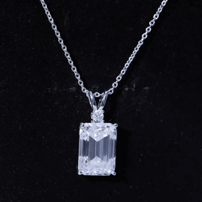 4.5 Carat Moissanite Emerald Cut Necklace With Silver Chain