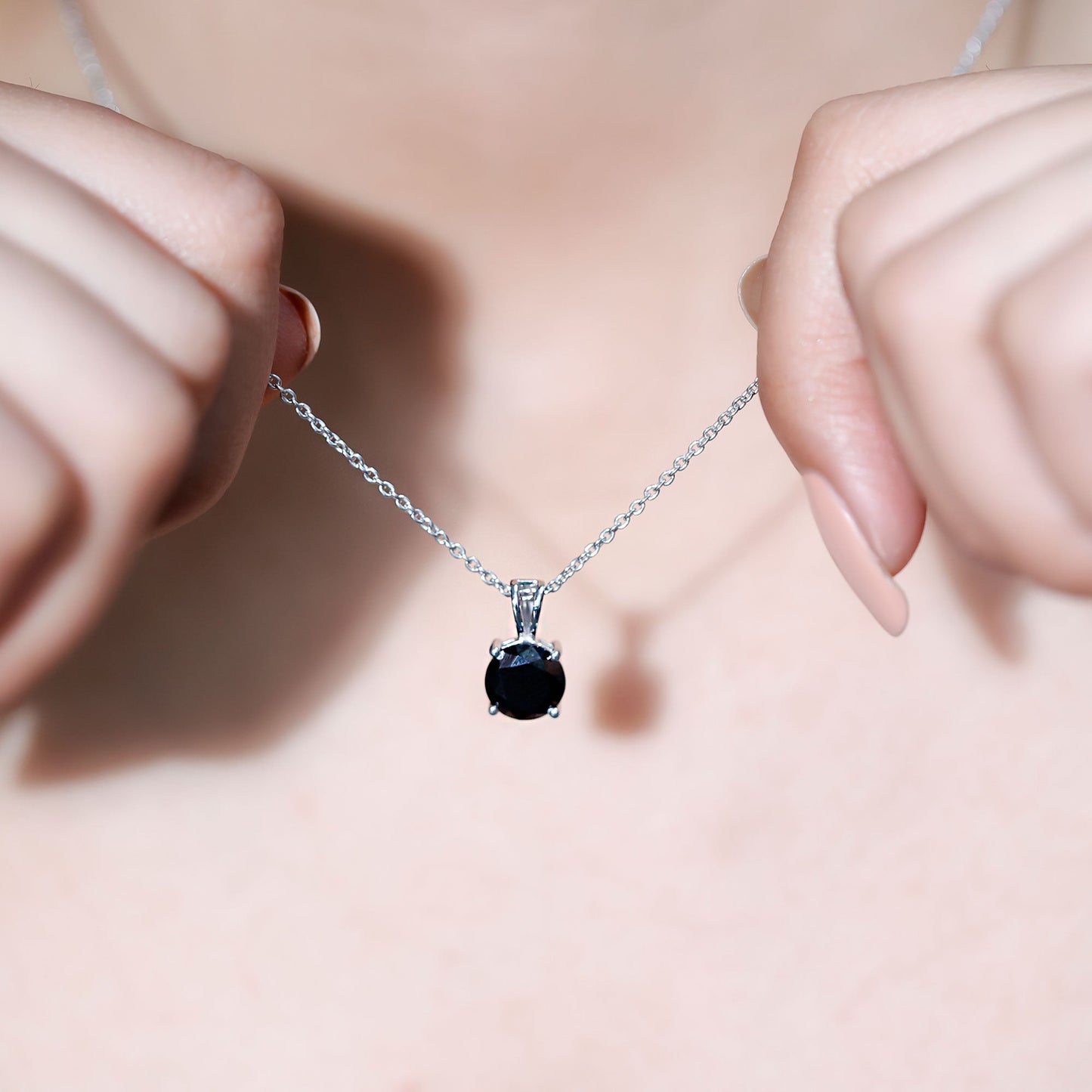 Certified 2 Carat Lab Created Black Diamond Solitaire Pendant Necklace