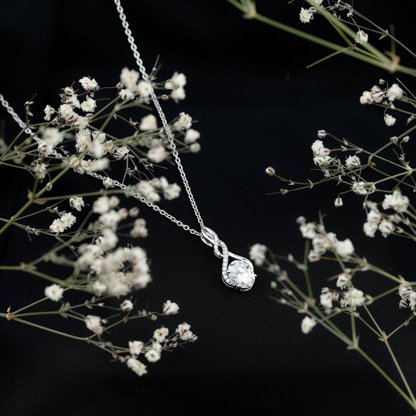 1.25 Carat Moissanite Infinity Necklace in Sterling Silver