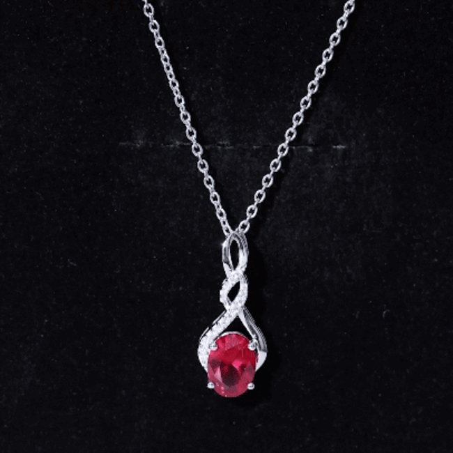 1.5 Carat Lab Grown Ruby Infinity Necklace With Silver Chain