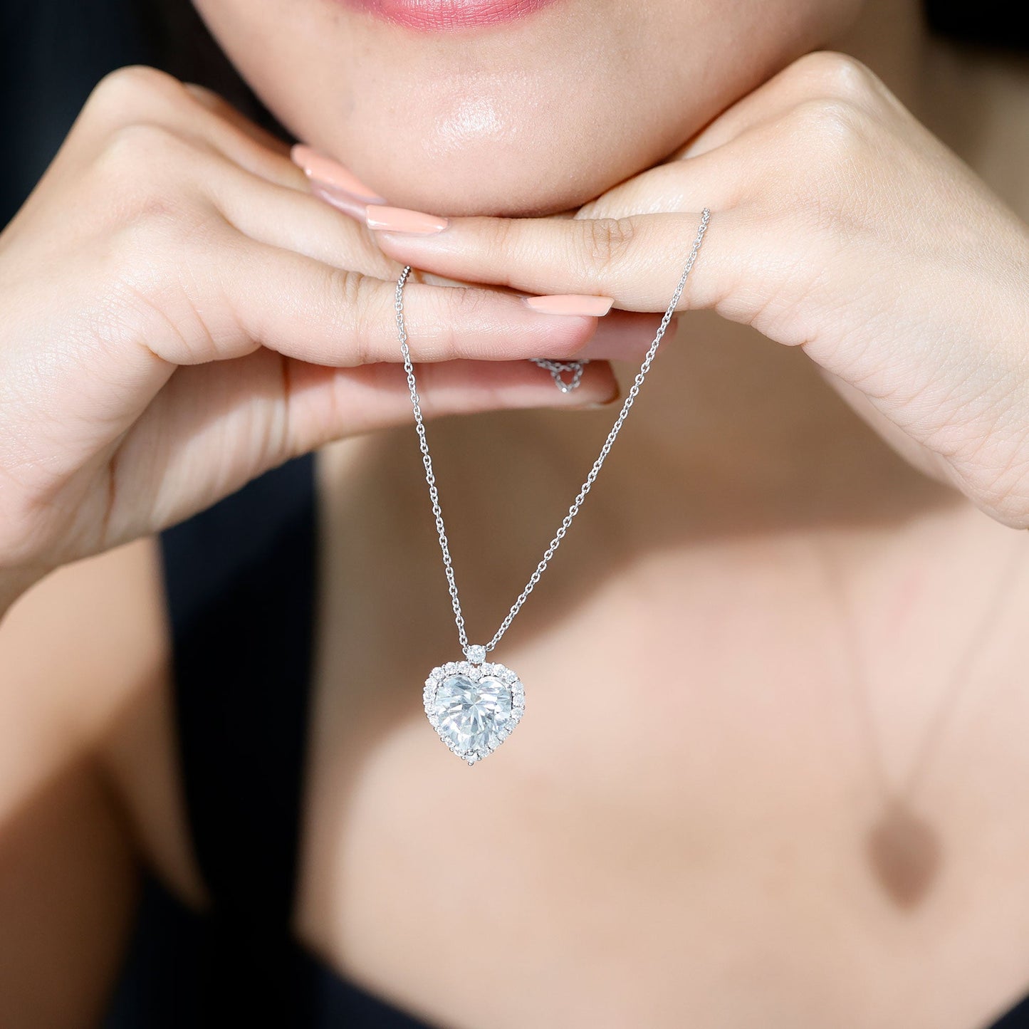 Certified 5.5 Carat Moissanite Heart Necklace with Silver Chain