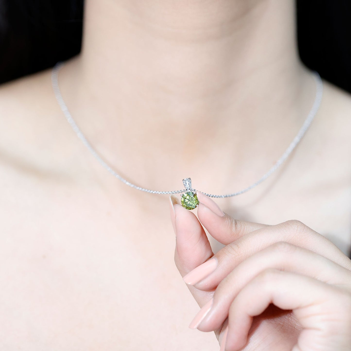 Certified 2.25 Carat Lab Grown Green Sapphire Solitaire Locket with Silver Chain