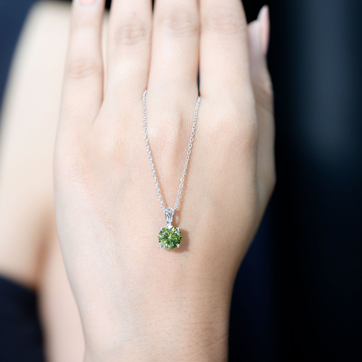 Certified 2.25 Carat Lab Grown Green Sapphire Solitaire Locket with Silver Chain