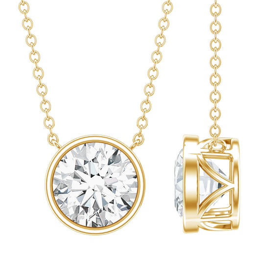 Bezel Set IGI Certified 2 Carat Lab Grown Diamond Solitaire Necklace