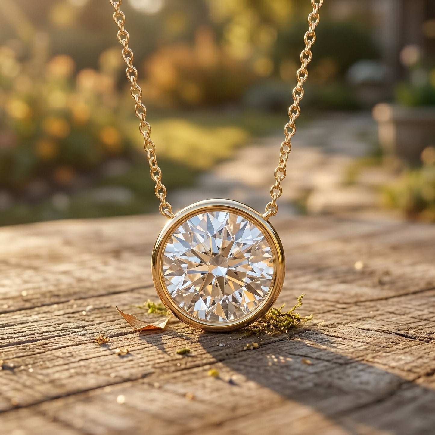 4 Carat Bezel Set Lab Grown Diamond Necklace with IGI Certificate