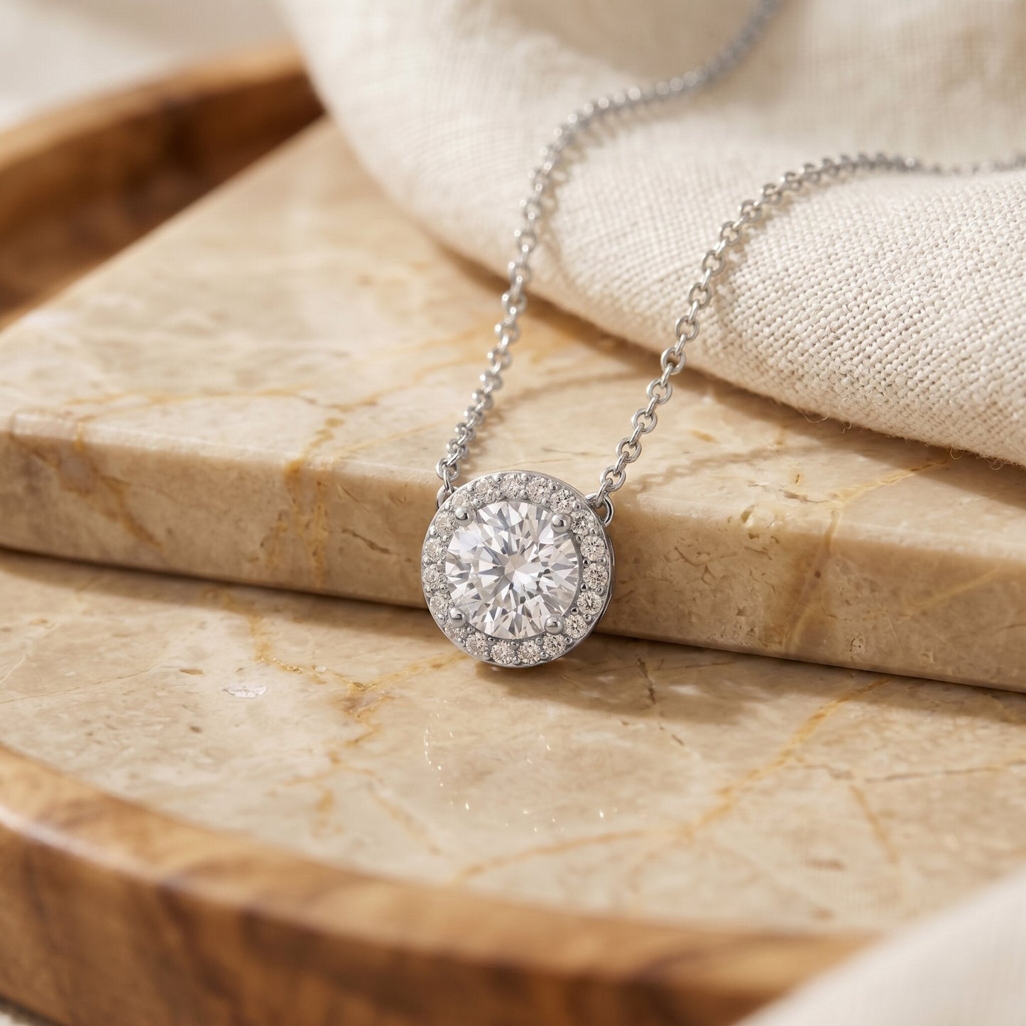 1 Carat Lab Grown Diamond Bridal Necklace with IGI Certificate