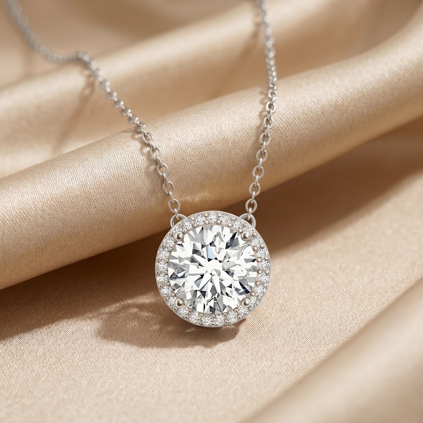 IGI Certified Round Lab Grown Diamond Wedding Necklace for Women