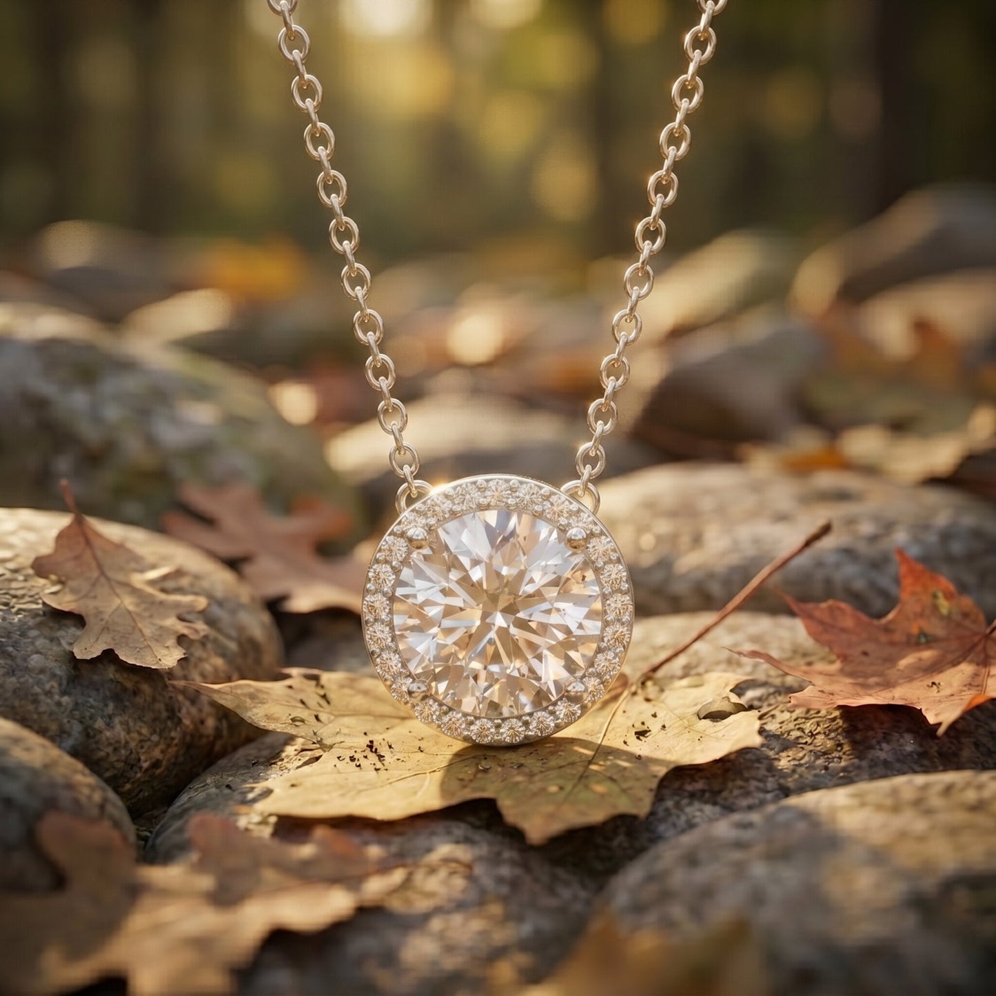 IGI Certified Round Lab Grown Diamond Wedding Necklace for Women
