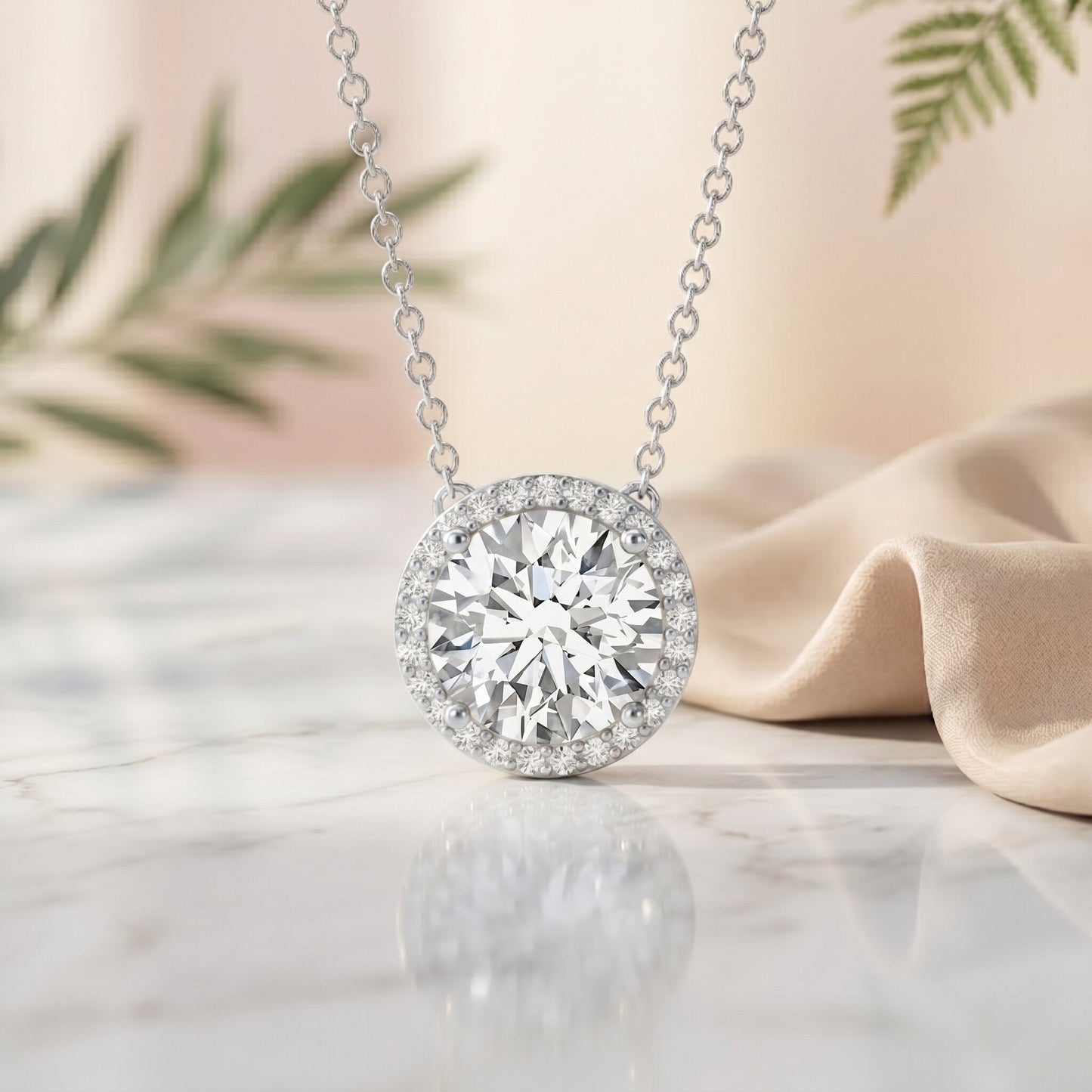 IGI Certified 3 Carat Lab Grown Diamond Necklace with Halo