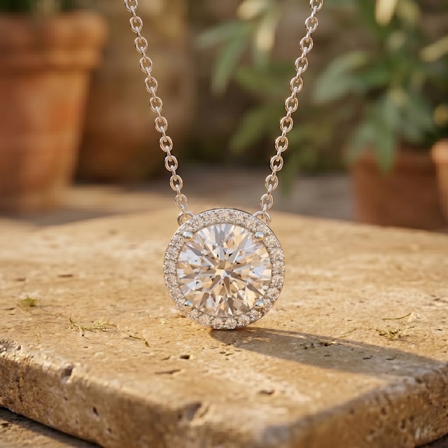 IGI Certified 3 Carat Lab Grown Diamond Necklace with Halo