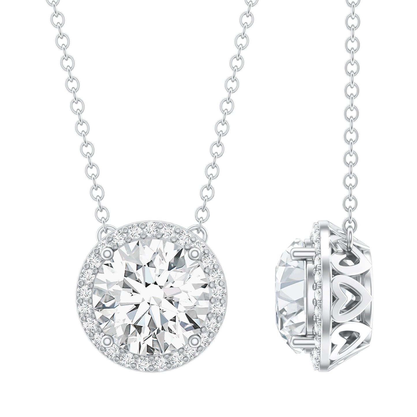 IGI Certified 4 Carat Round Lab Grown Diamond Statement Necklace
