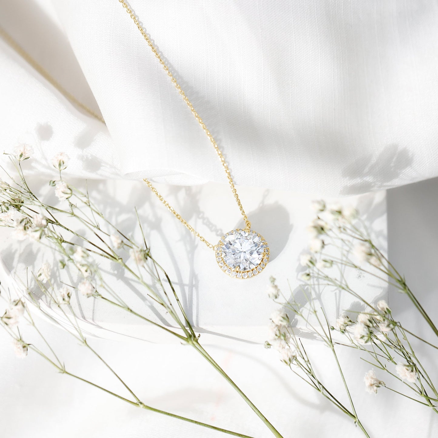 IGI Certified 4 Carat Round Lab Grown Diamond Statement Necklace