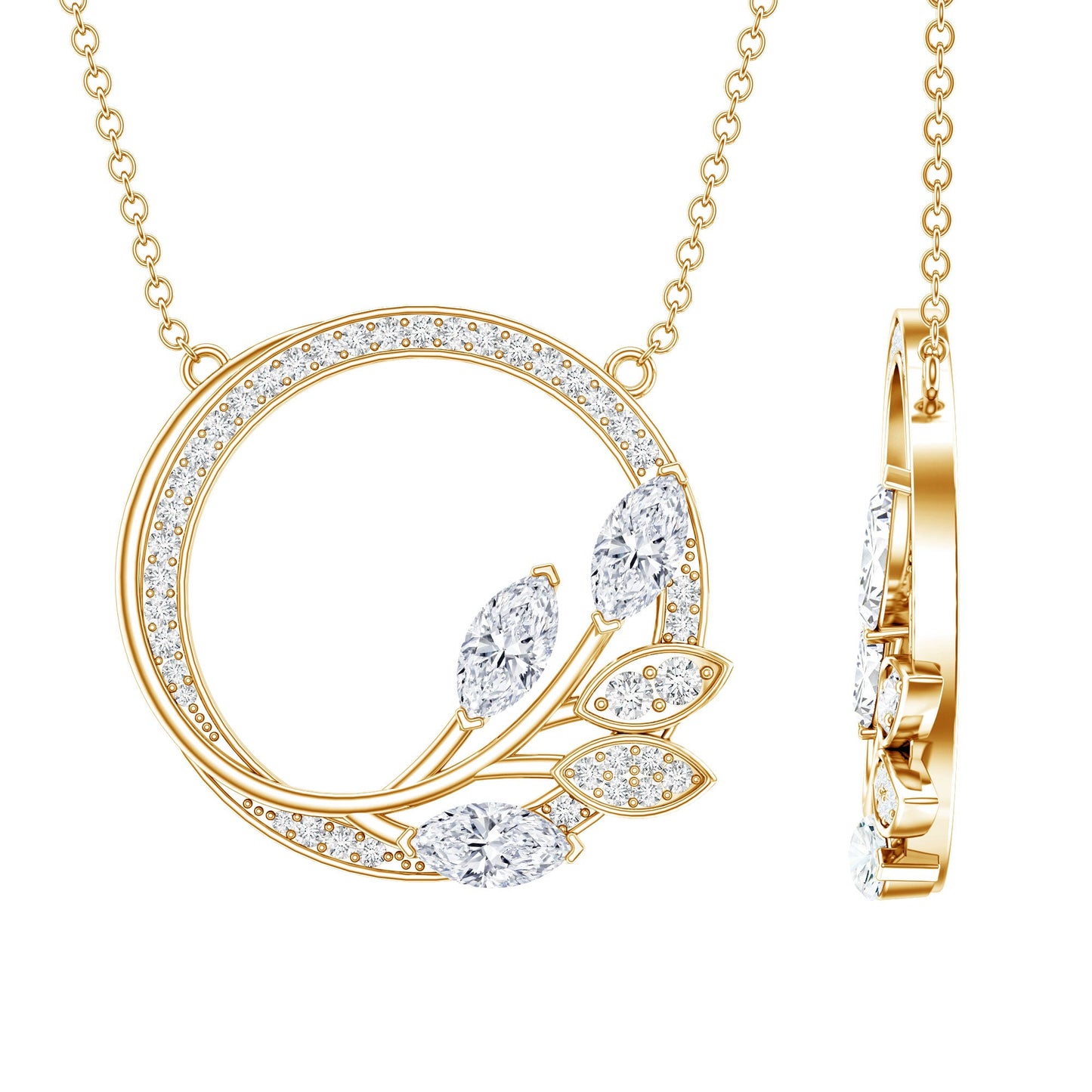 Marquise and Round Cut Moissanite Leaf Eternity Necklace