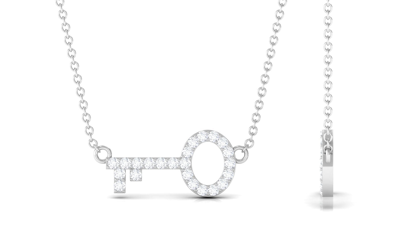Natural Diamond Sideways Key Necklace