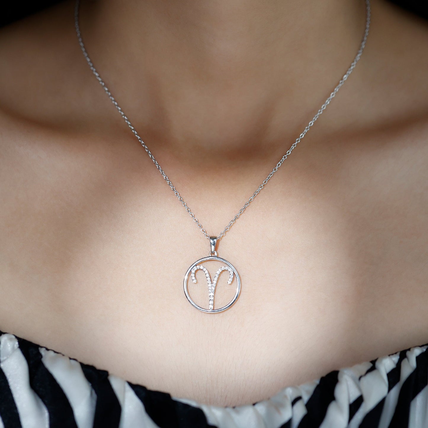 Certified Moissanite Aries Zodiac Sign Pendant Necklace