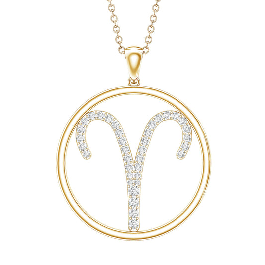 Certified Moissanite Aries Zodiac Sign Pendant Necklace