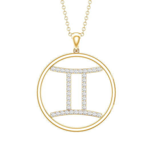 Certified Moissanite Gemini Zodiac Sign Pendant Necklace