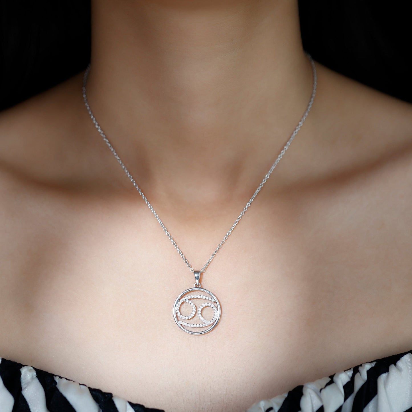 Certified Moissanite Cancer Zodiac Sign Necklace
