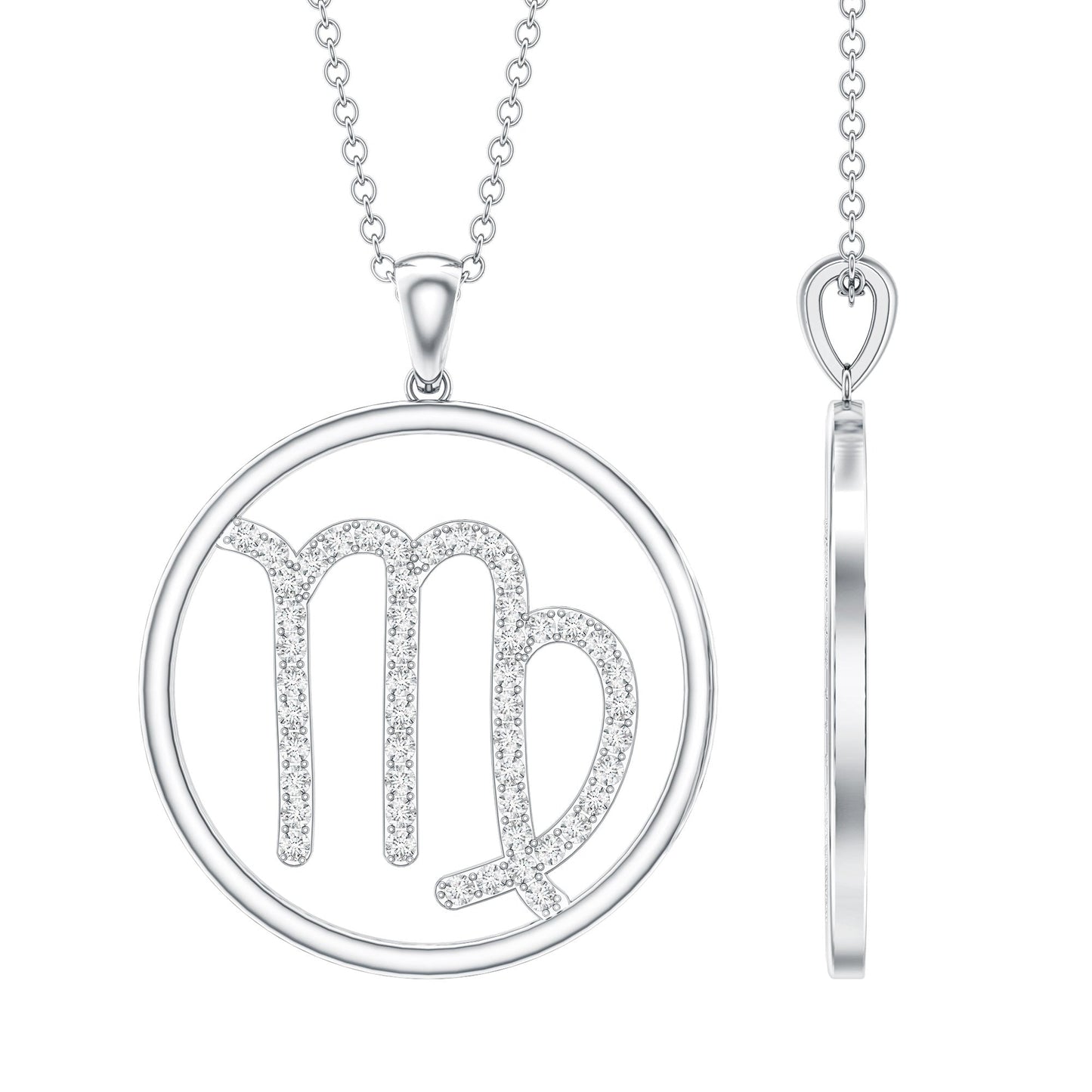 Certified Moissanite Virgo Zodiac Sign Pendant Necklace
