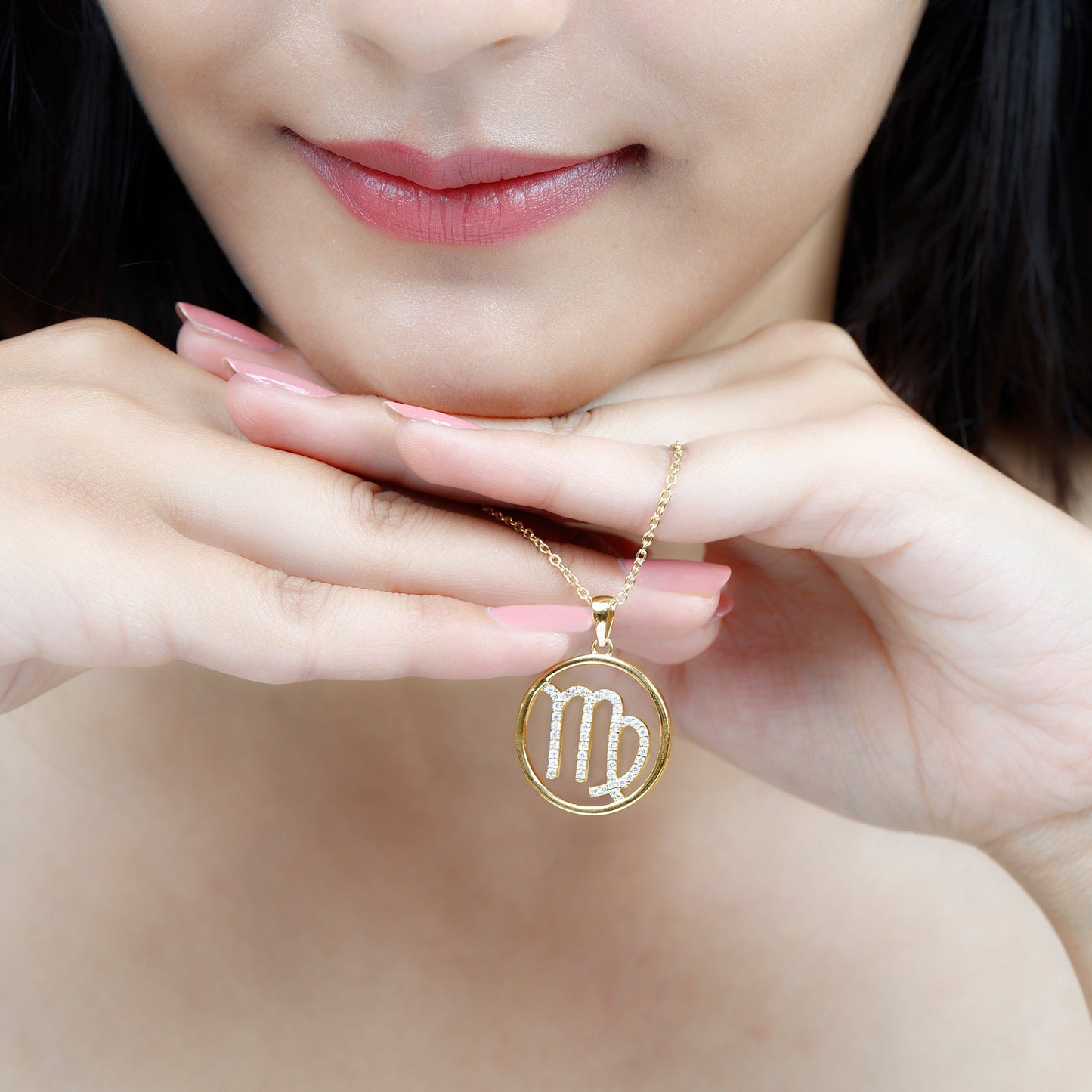 Certified Moissanite Virgo Zodiac Sign Pendant Necklace