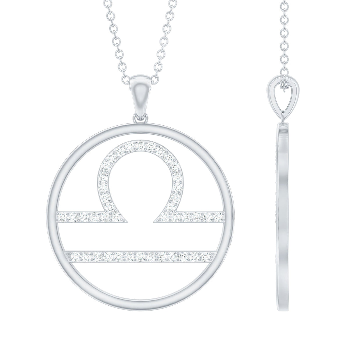 Certified Moissanite Libra Zodiac Sign Pendant Necklace