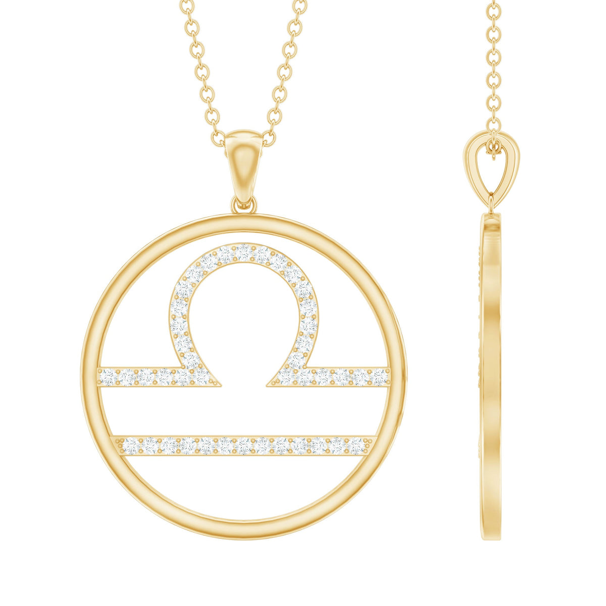 Certified Moissanite Libra Zodiac Sign Pendant Necklace