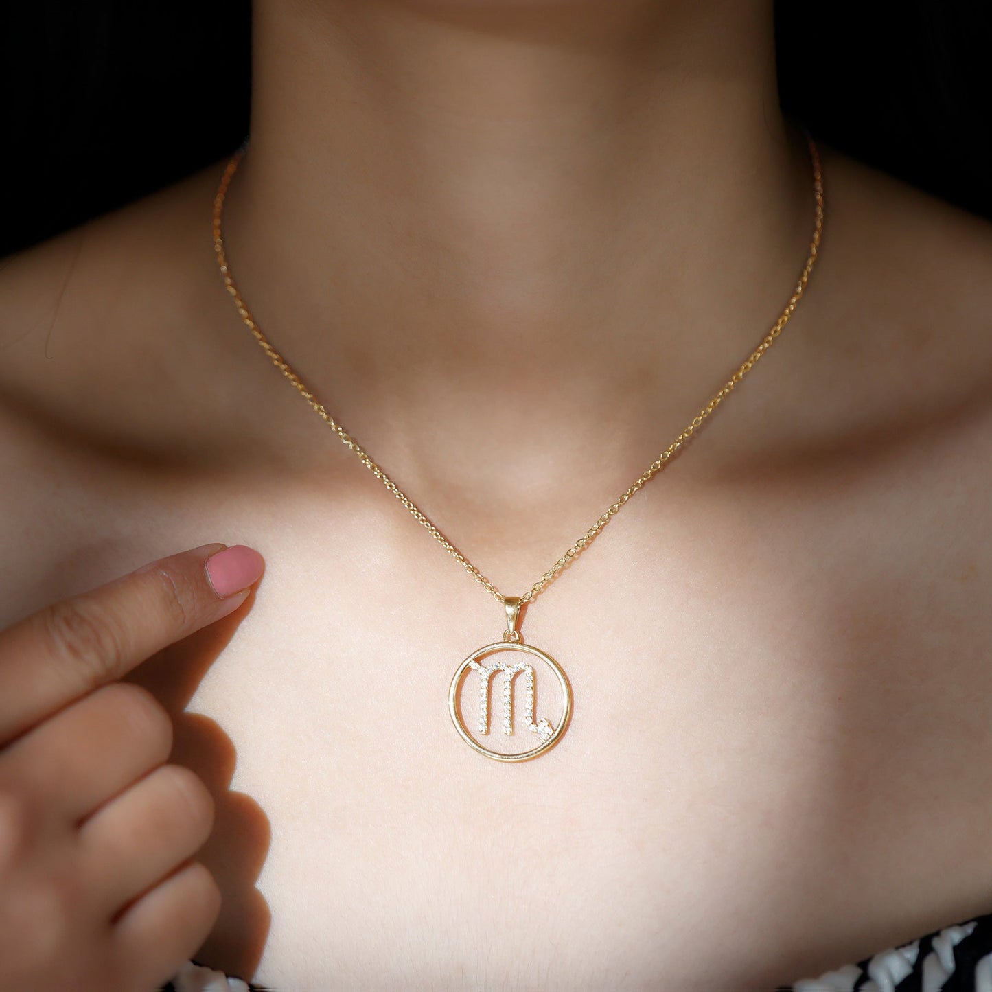 Certified Moissanite Scorpio Zodiac Pendant Necklace