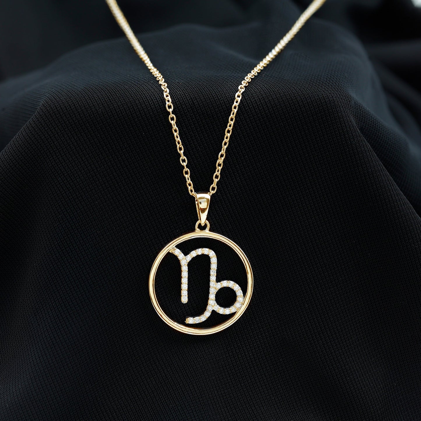 Certified Moissanite Capricorn Zodiac Necklace
