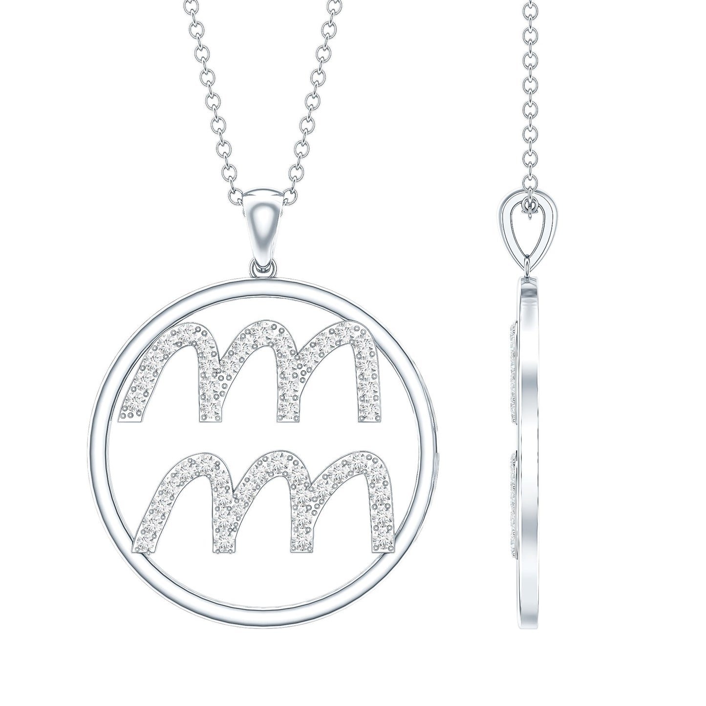 Certified Moissanite Zodiac Aquarius Pendant Necklace