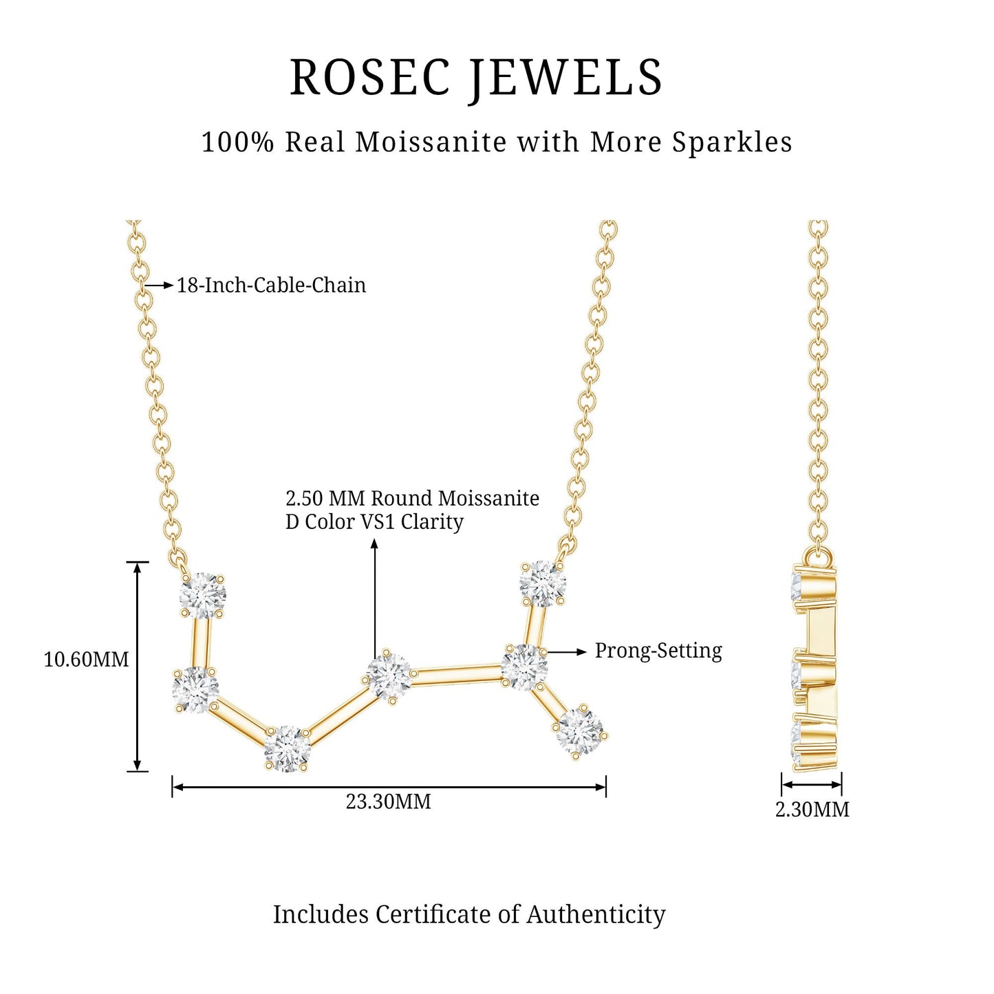 Certified Moissanite Constellation Scorpio Zodiac Necklace