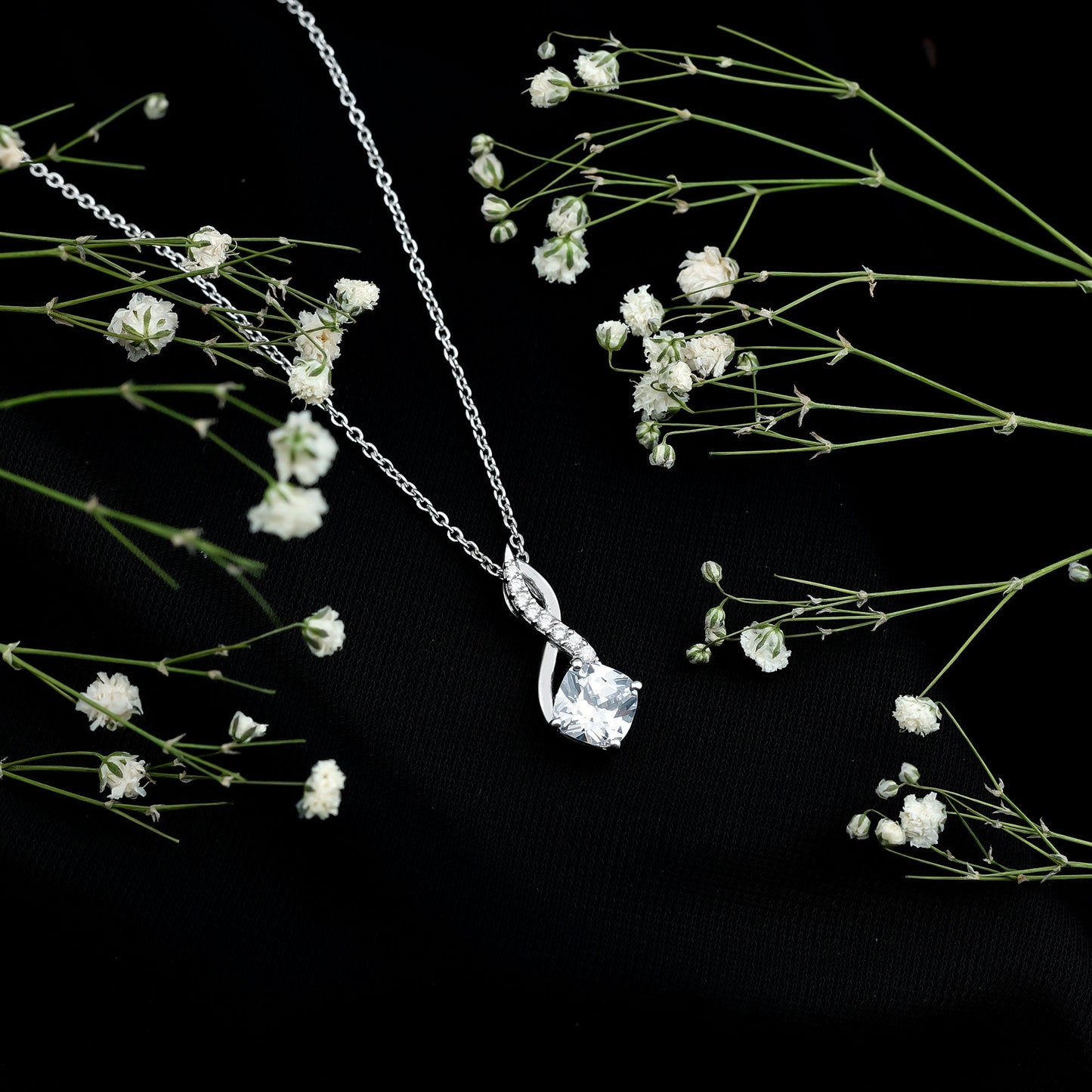 2 Carat Cushion Cut Cubic Zirconia Infinity Necklace for Women