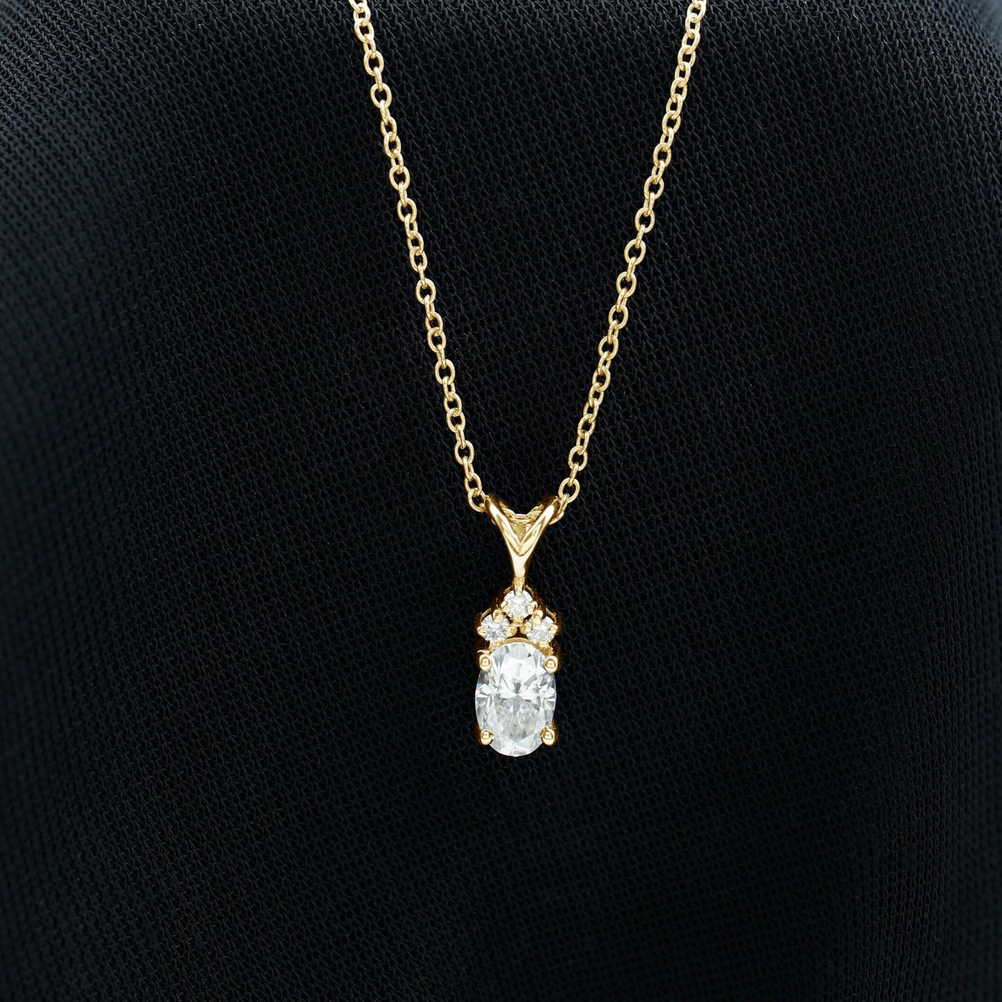 Oval and Round Cut Moissanite Pendant Necklace for Women