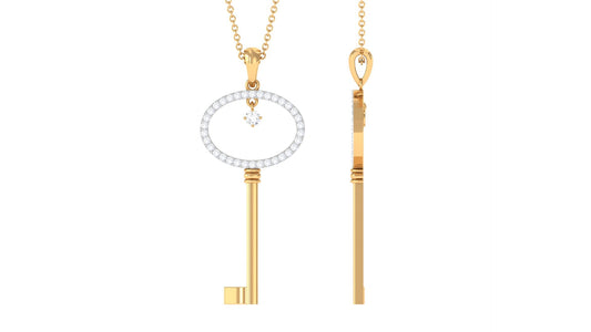 Certified Moissanite Key Pendant for Women