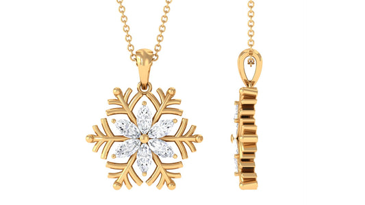 Certified Moissanite Snowflake Necklace for Women