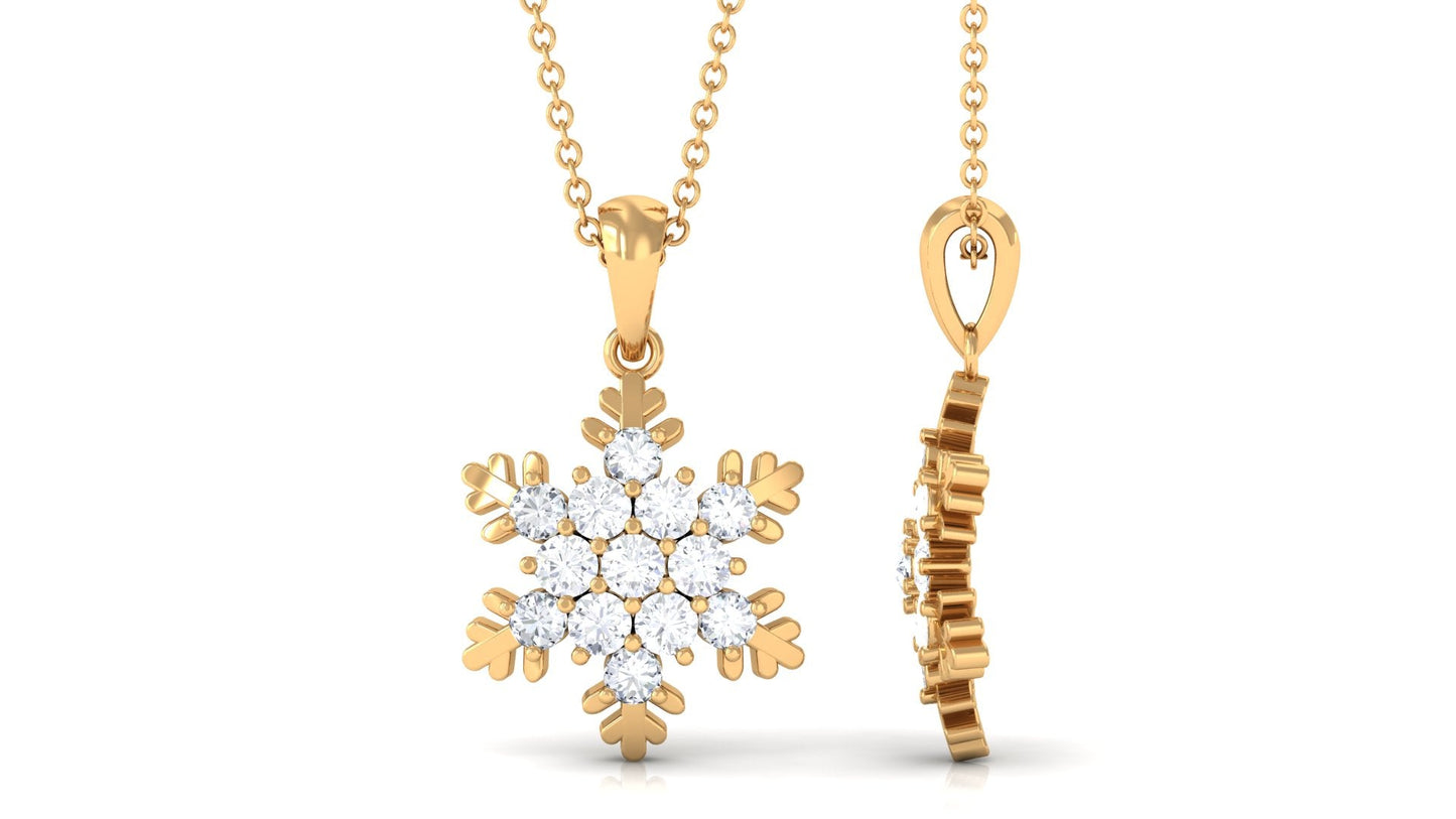 Certified Moissanite Snowflake Pendant Necklace for Her
