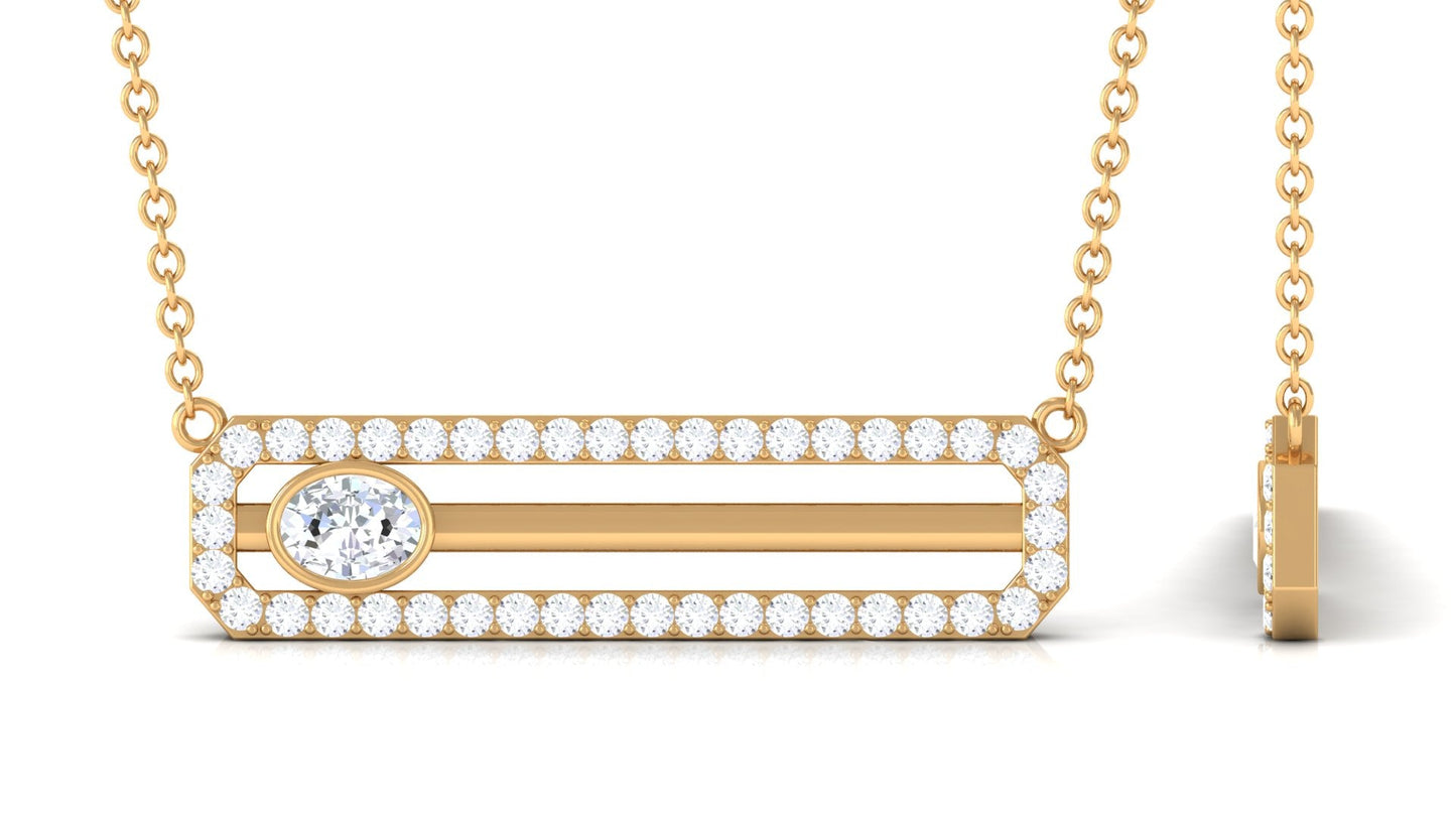Certified Moissanite Bar Necklace for Her