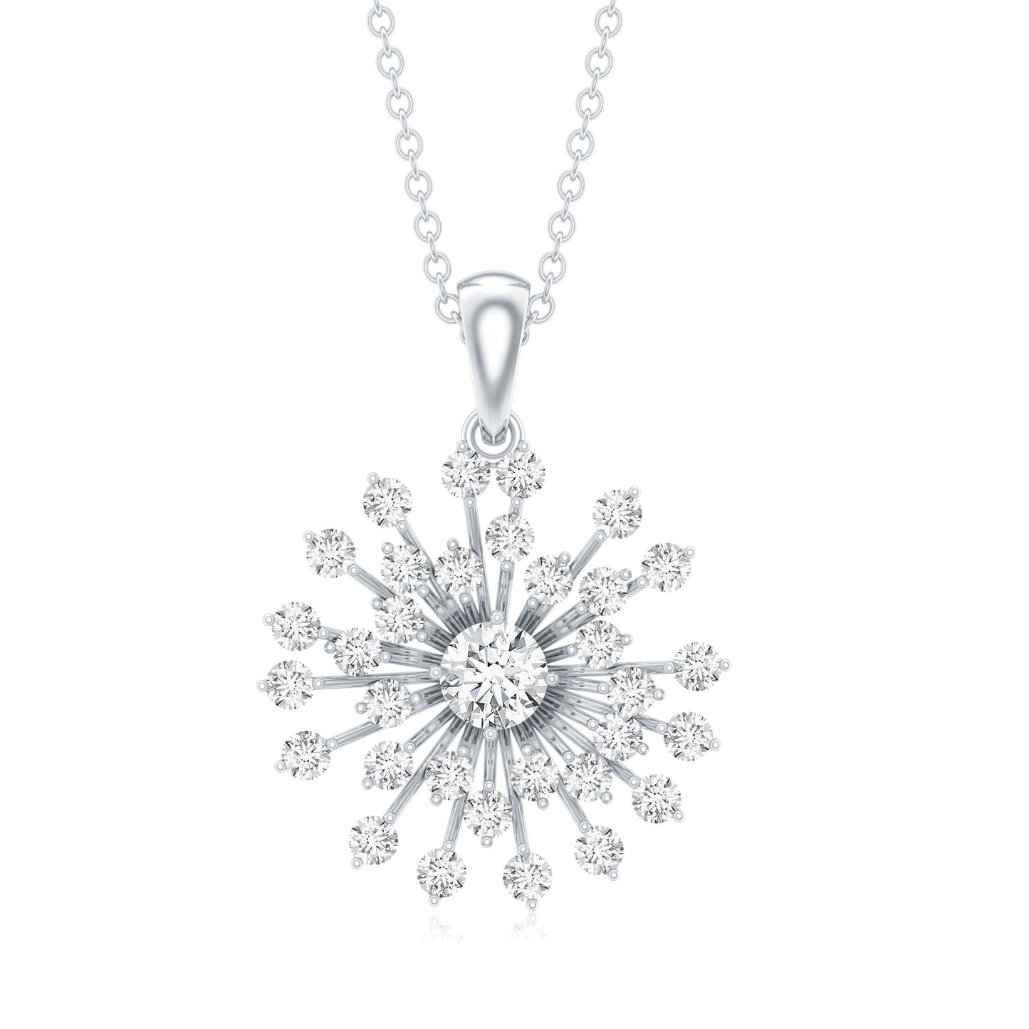 Certified Moissanite Sunburst Pendant for Women